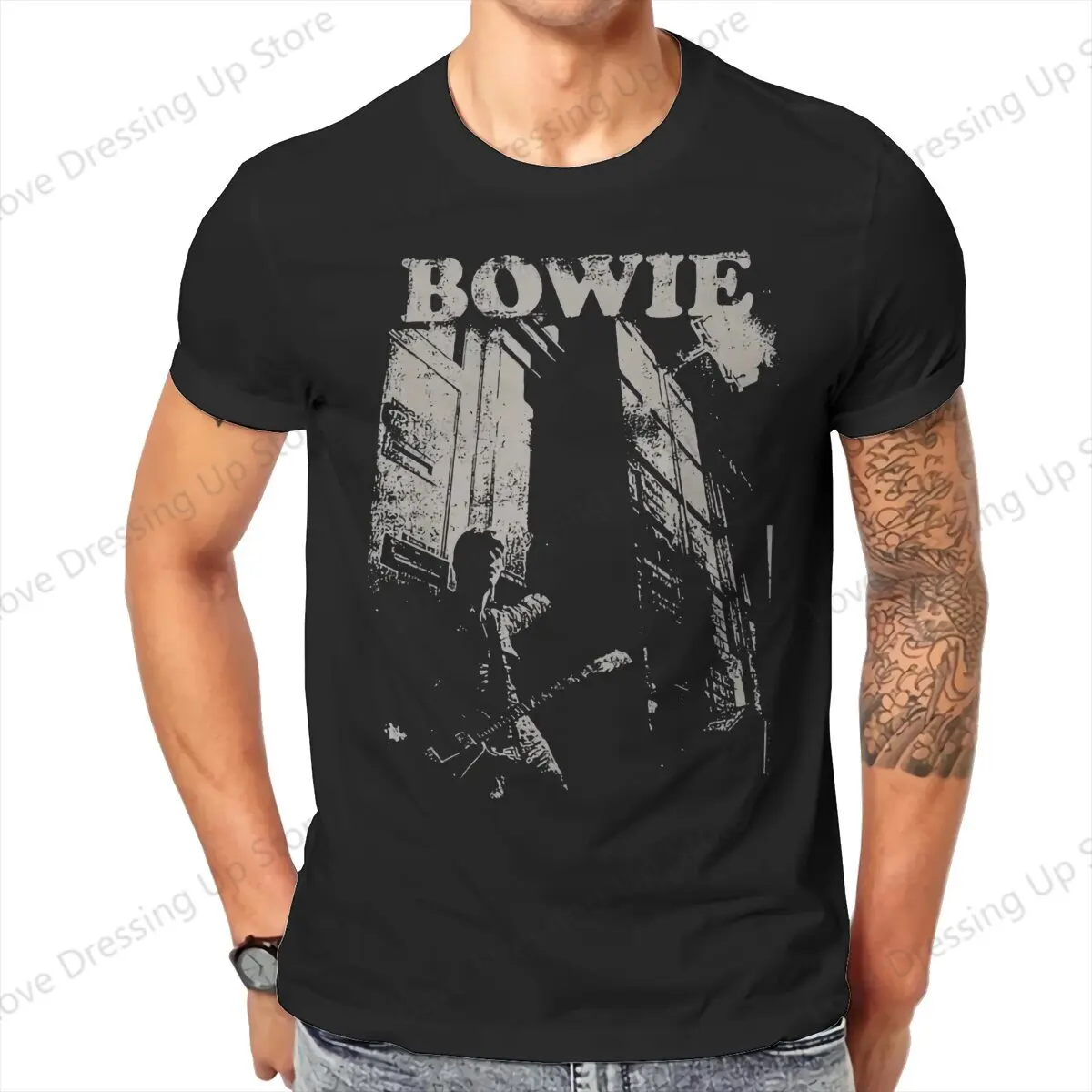 Davids Bowied 100% Cotton Casual Men T-Shirt Davids Star Bowied Short sleeve Tshirts Street short sleeve Tee Funny Tops