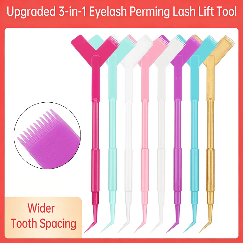 10PCS Upgraded 3-in-1 Y Shape Lash Lift Stick Wider Tooth Spacing for Eyelash Extension Lash Perming Makeup Tool