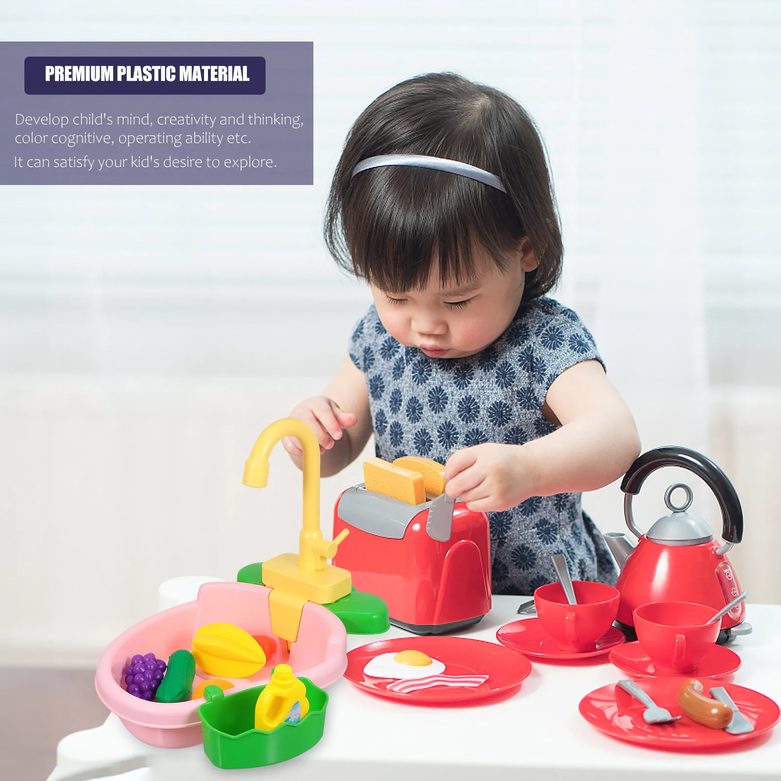 

1Set Dishpan Kitchenware Simulation Plastic Playhouse Kit Educational Early Learning Kids Gift Parent-Child Interactive