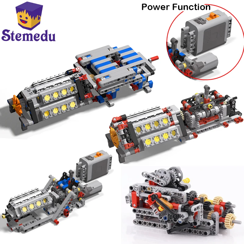 

MOC Creative Electric Diy High-tech Assembly Bulk Parts Blocks Buliding Motor Gearbox Moc Mechanical Group Model Engine Toys