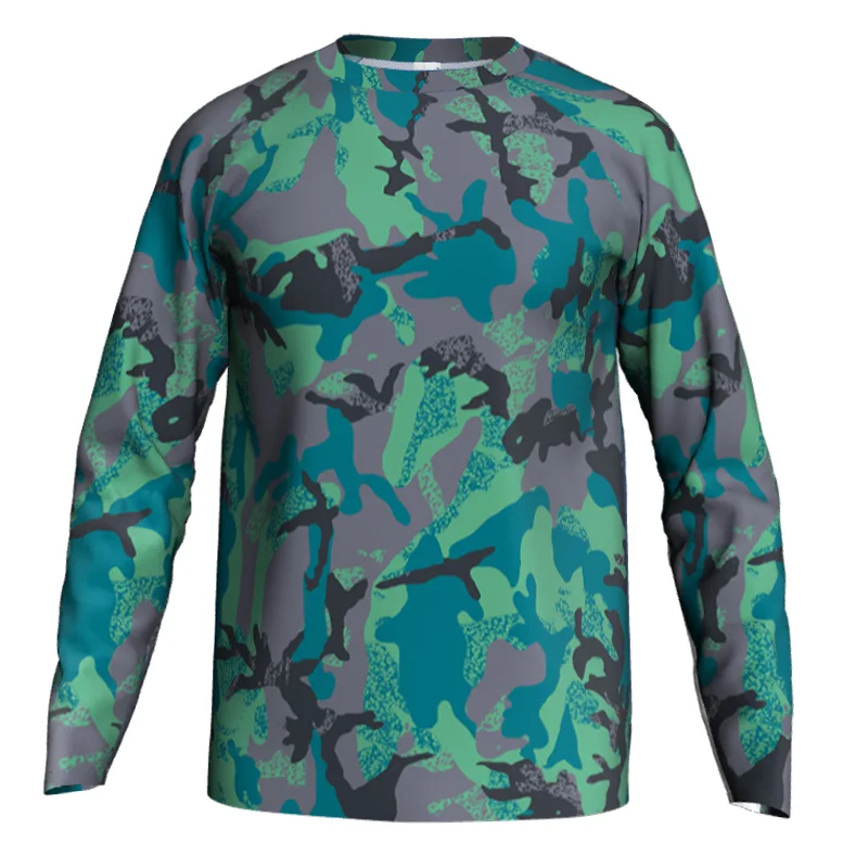 Camo Cycling Wear Men, Long Sleeve Clothes, MTB Mountain Bike Sweater, Bicycle Jacket, Uniform Shirt, Top Jersey, Green Sport