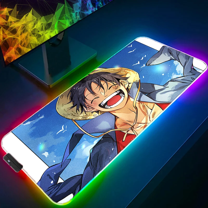 

RGB LED Mouse Pad Office Desk Mat Rubber Computer Game Mousepad Keyboard Pad One Piece Luffy PC Accessories Mouse Mat Tablet Pad