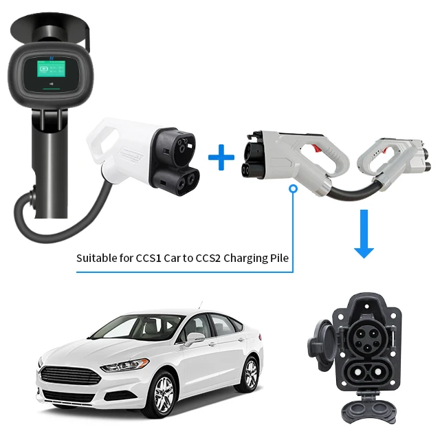 2026 Factory CCS2 to CCS1 Adapter DC Combo 1 Combo 2 EV Charging Converter for Electric Cars Fast Charging Plug Socket