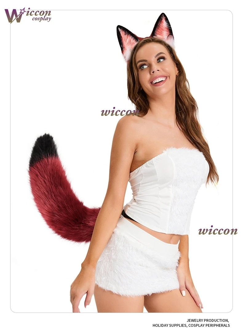 

Kosplay Halloween Nicks Cosplay Fox Ear Hairband Prop Furry Animal Movie Roleplay Zoot0pia Movie Fox Tail Gown ZOO Outfit Unisex