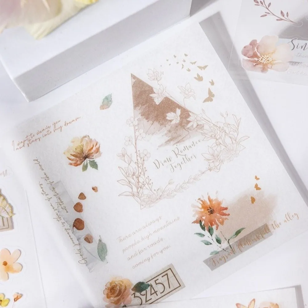 สมุดสติกเกอร์ลายดอกไม้ธีมสี่ฤดู 20 ชิ้น/เล่ม สไตล์เรโทร INS สำหรับตกแต่งสมุดภาพ งาน DIY