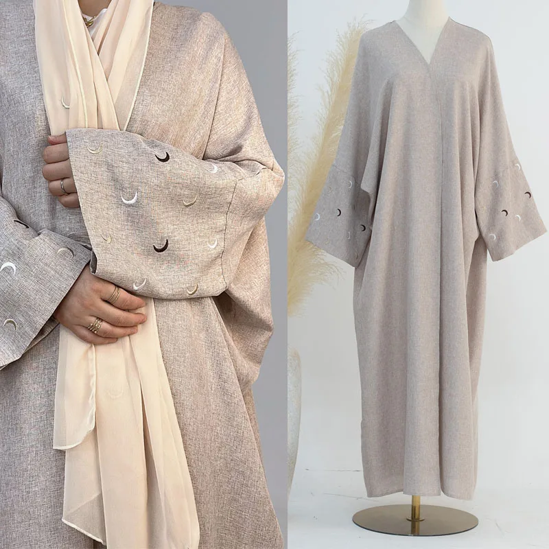 

Eid Ramadan Muslim Women Open Abaya Modest Embroidery Cardigan Dress Party Kimonos Loose Kaftan Long Robe Islamic Jalabiya