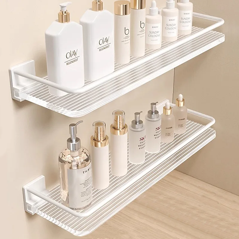 

Punch Free Bathroom Storage Rack Makeup Storage Shelves for Skin Care Products Toiletries Towel Rack Bath Organizer