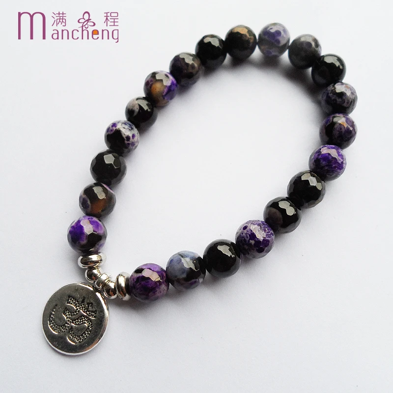 sokolovпо 1 грн все muslim tasbih prayer beads 8MM Purple Fire agate allah bracelet Islamic allah OM bracelet Elasticity