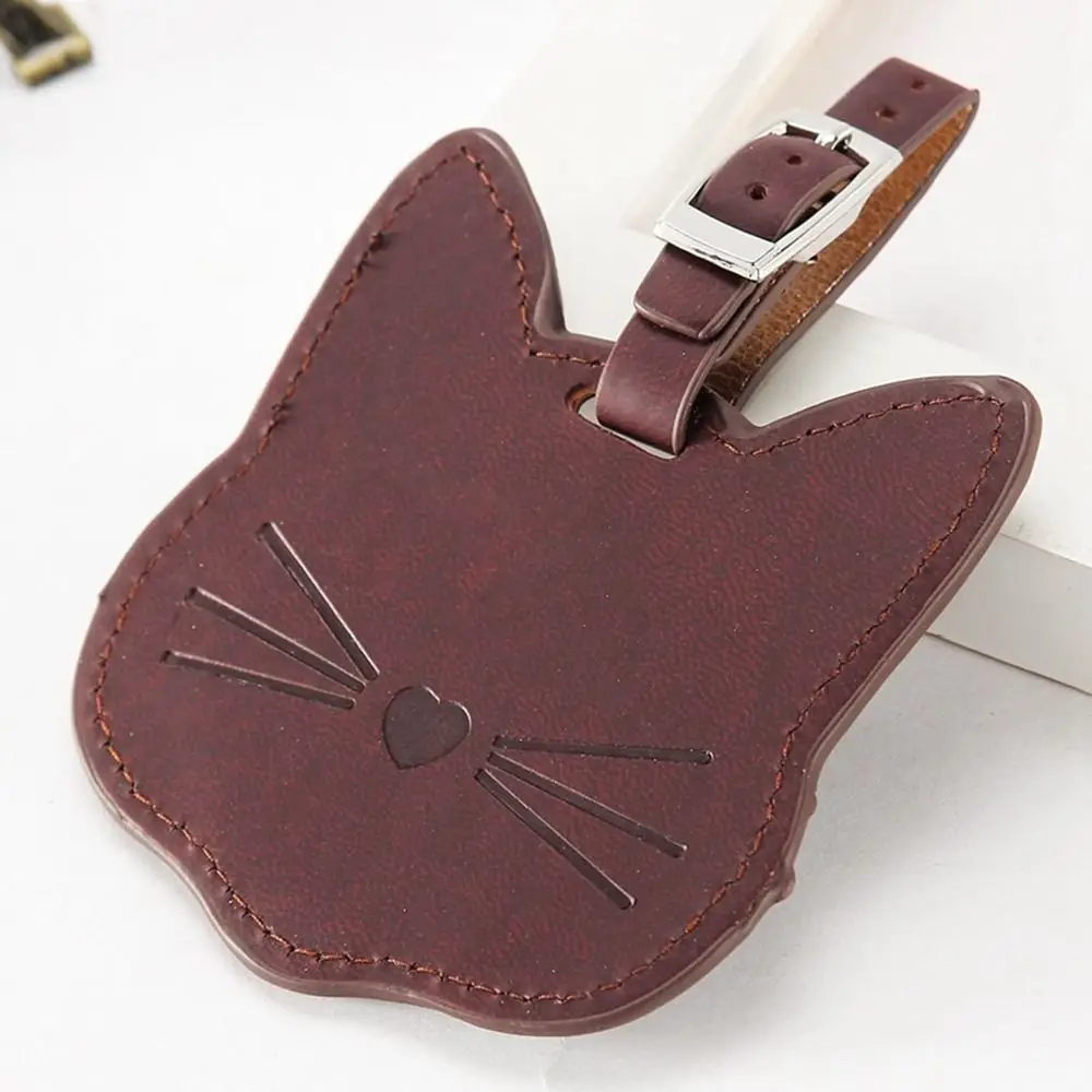 Airplane Check-in PU Leather Cat Shape Handbag Label Luggage Tag Boarding Pass Travel Accessories Airplane Suitcase Tag