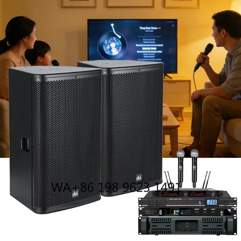 12 Inch 2 Way Full Range DJ Speaker Set Amplifier Preamplifier Karaoke Conference Hall Stage Audio Equipment