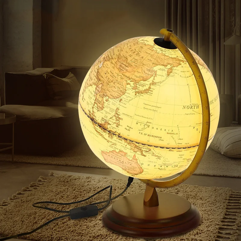 

20/25cm Retro Led World Earth Globe Map 360 Degree Rotating World Geography Map All In English Desk Decoration Table Lamp