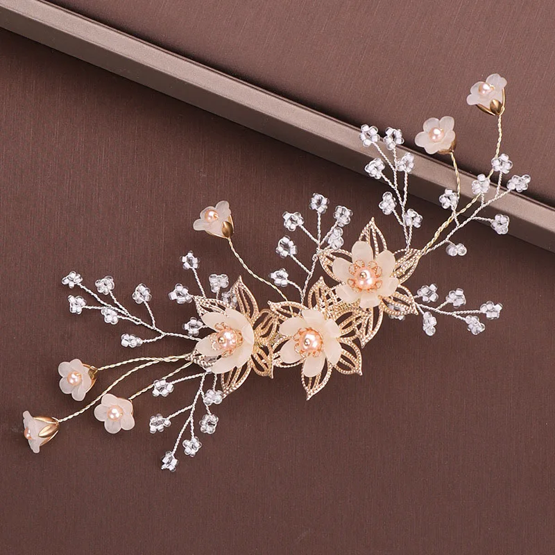 

Bride Jewelry Imitation Pearl Flower Hair Clip Set Hairpin Earrings Children's Show Headwear Bridal Wedding Headdress LL@17