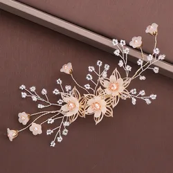 Bride Jewelry Imitation Pearl Flower Hair Clip Set Hairpin Earrings Children Show Headwear Bridal Wedding Headdress