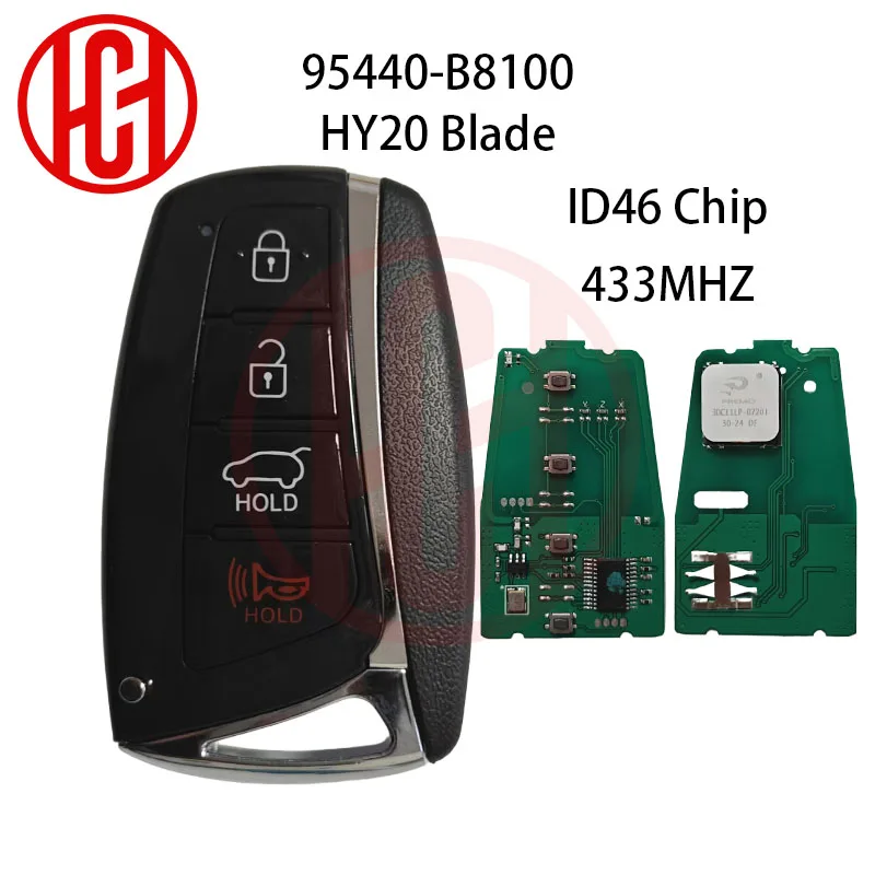 

ID46 Chip 433MHz 95440-B8100 for Hyundai Santa Fe Genesis Azera FCC ID:SY5DMFNA433 Keyless Go Remote Car Key 4 Buttons