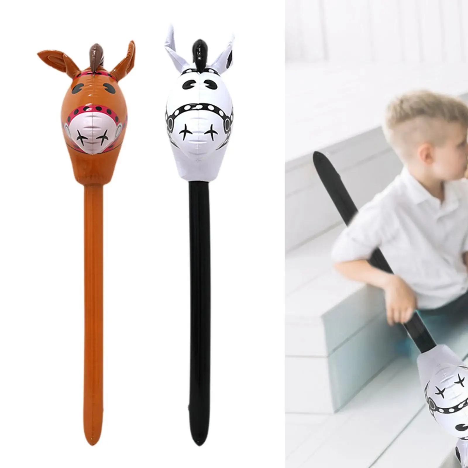 Hobby Horse Stick Toy Lightweight Pretend Play Blowing up Stick Toy for Horse Themed Birthday Party Kids Birthday Cowboy Party