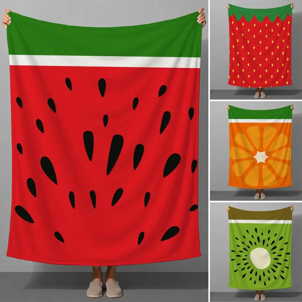 Colorful Summer Fruit Fresh Retro Pattern Decor Throw Soft Flannel Throw Blanket for Couch Bed Sofa Warm Cozy All Season