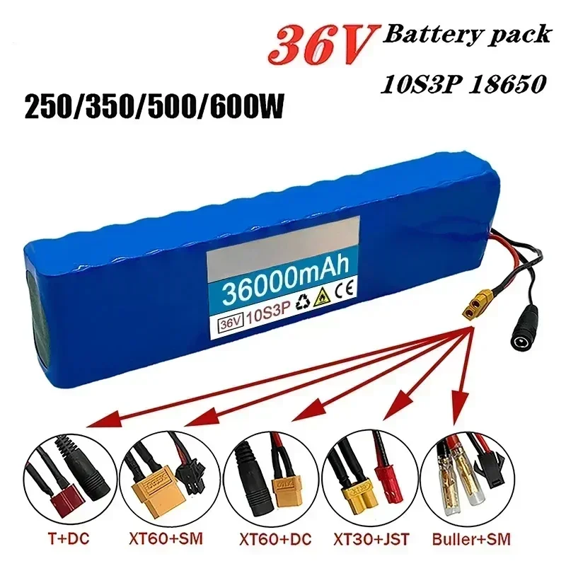 18650 Batteria Spina personalizzabile Batteria al litio ricaricabile 10S3P 36V36Ah 18650 600W Scooter e veicoli con bicicletta BMS