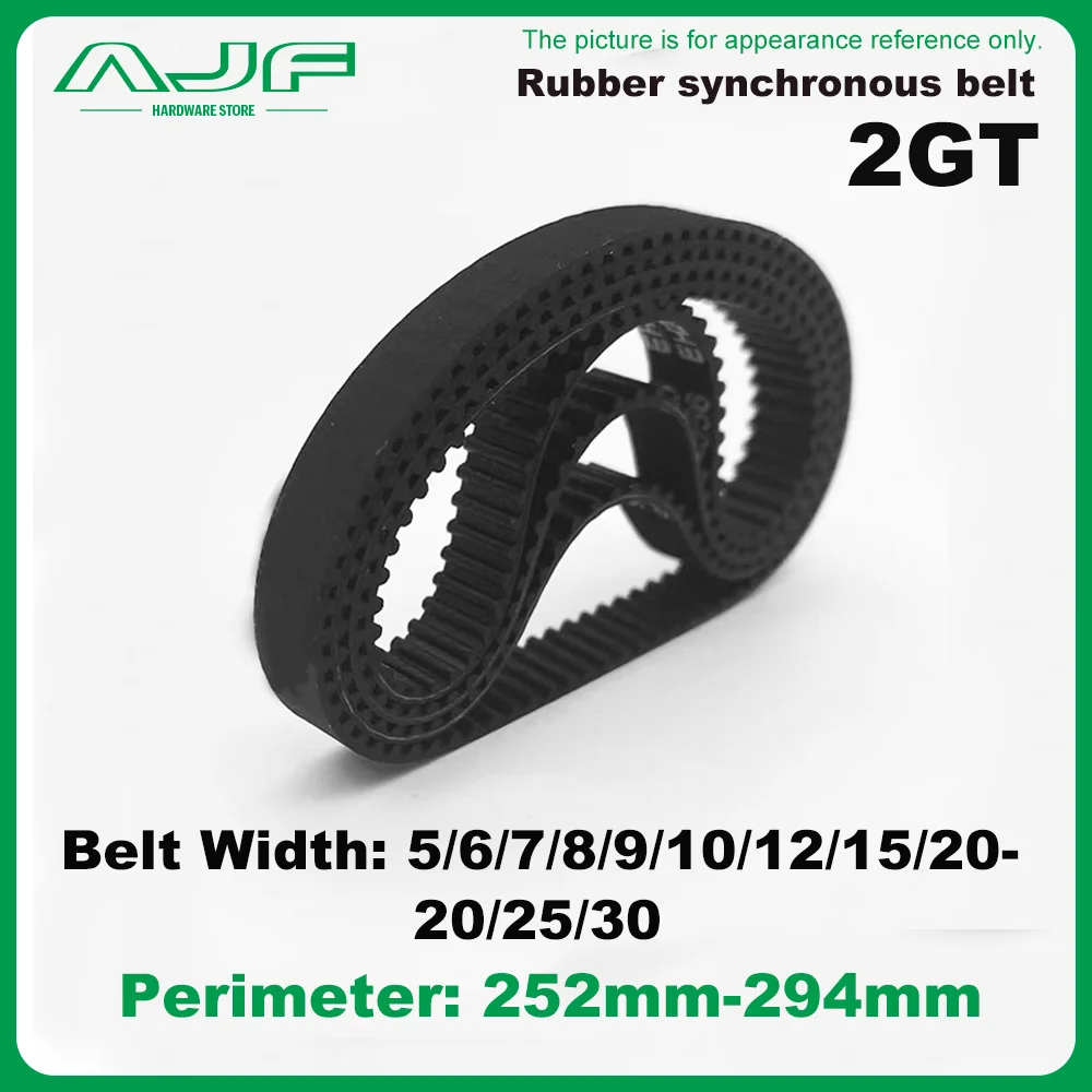 2GT Timing Belt Width 5/6/7-30mm GT2 Closed Loop Rubber Belt Perimeter 252mm~294mm 3D Printer Belt Parts Timing Synchronous Belt