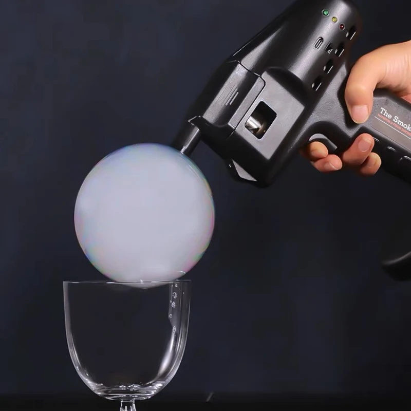 Hand-Held Smoked Bubble Gun Smoke Making Machine Cocktail Molecular Cuisine Bubble Machine Bar Wine Mixer Smudging Machine