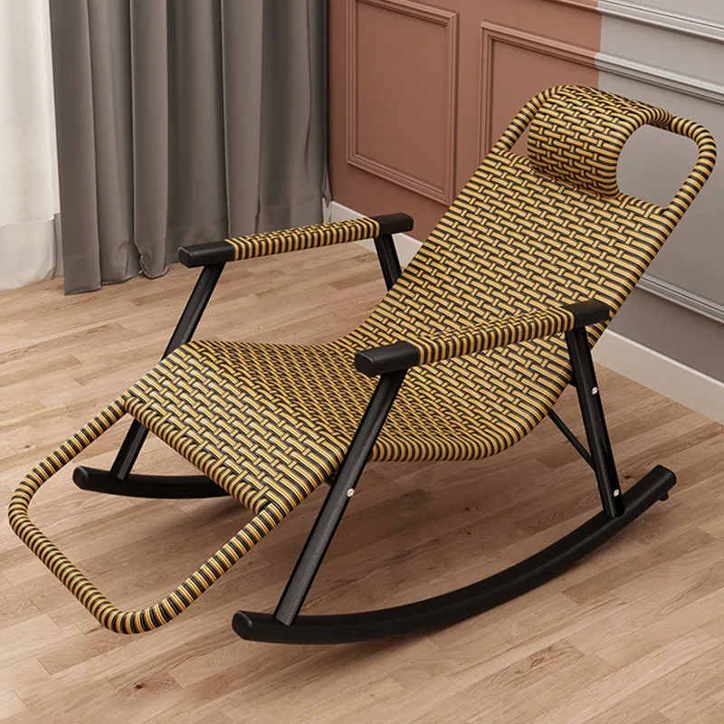 Middle-aged and elderly recliner balcony basking in the sun and cooling living room household rattan rocking chair