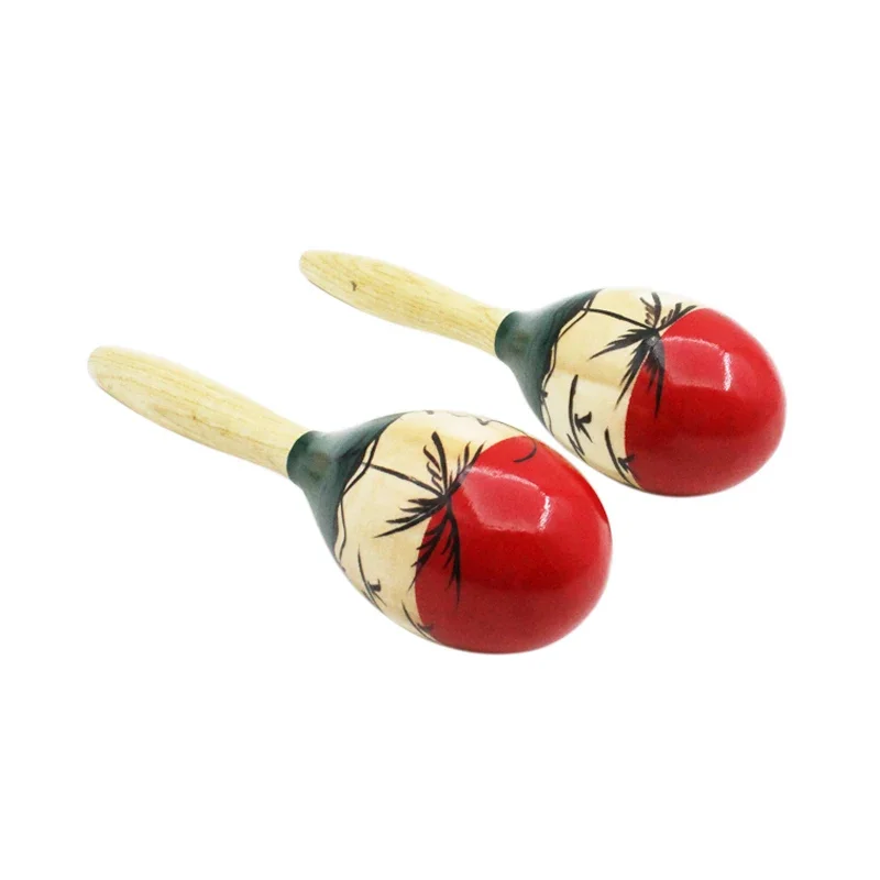 1 paire de Maracas en bois de couleur, Shakers à Percussion pour fête tropicale, marteau de sable en bois, fête musicale, cadeaux pour enfants et bébés