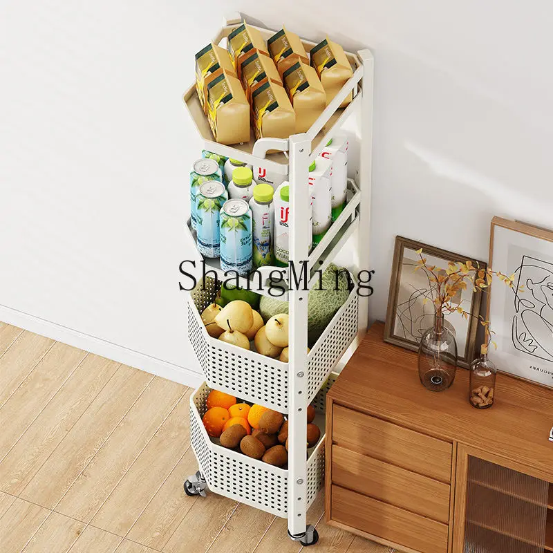 Prateleiras de frutas e vegetais SM, cestas de frutas domésticas multicamadas do chão ao teto, prateleiras de armazenamento multifuncionais