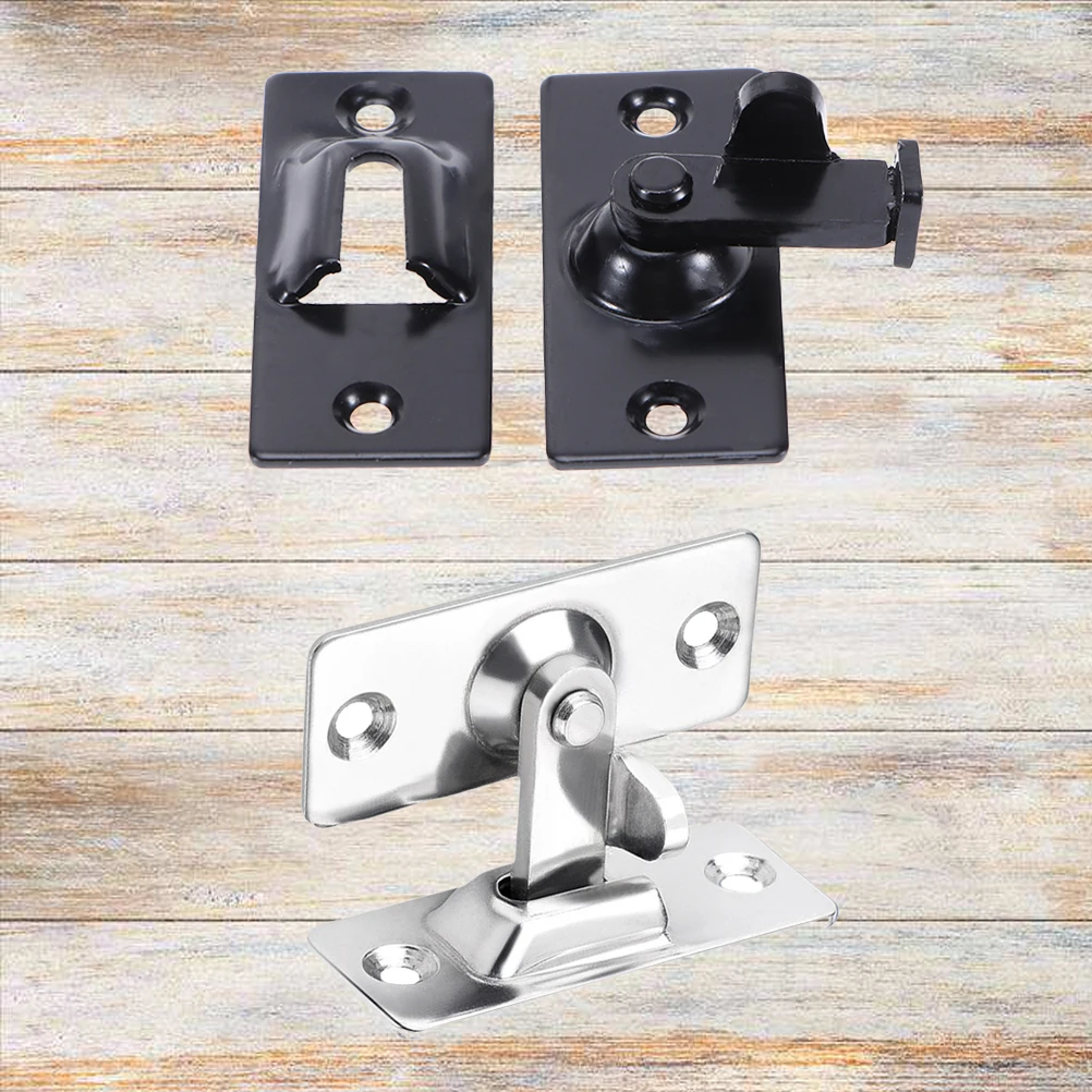 

2Pcs Solid Stainless Steel Door Latch 90 Degree Lock Bolt Sliding Door Buckle Black Silver Security Anti Theft Lock