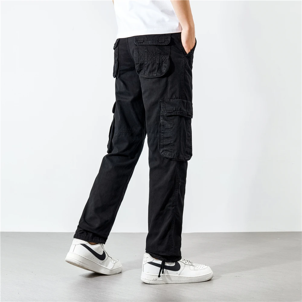 Pantalones Cargo de algodón para hombre, pantalones casuales, monos de trabajo al aire libre, Pantalones rectos sueltos, pantalones tácticos verdes