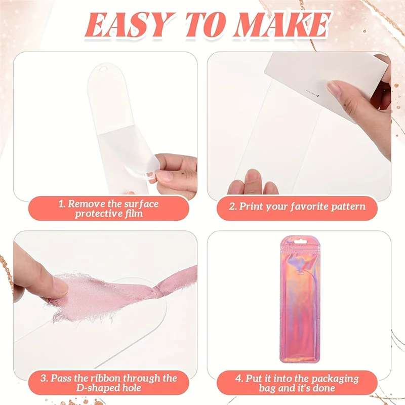 Tag Pita Akrilik Transparan Bening Bookmark Bookmark Kosong Dengan Pita Kerajinan DIY