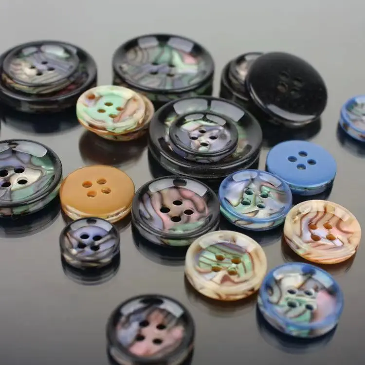 11/15/18/20/25mm Pearlescent Round Resin Buttons 4 Holes Sewing Accessories for Coats Suit Decorative Button Handmade DIY