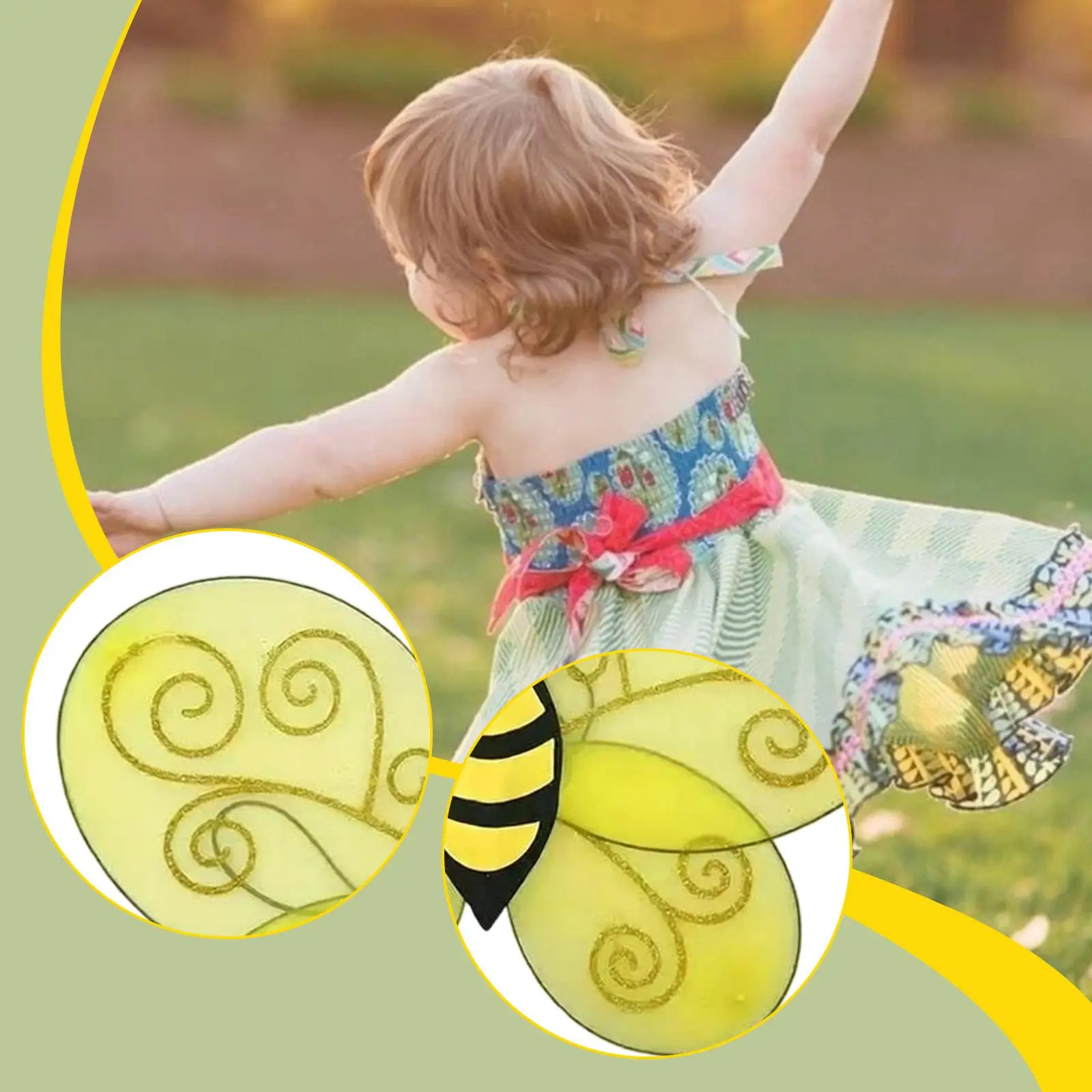 

Костюм пчелы для детей: мягкие флисовые крылья, повязка на голову с ушками для фотосессий, ролевых игр и переодеваний