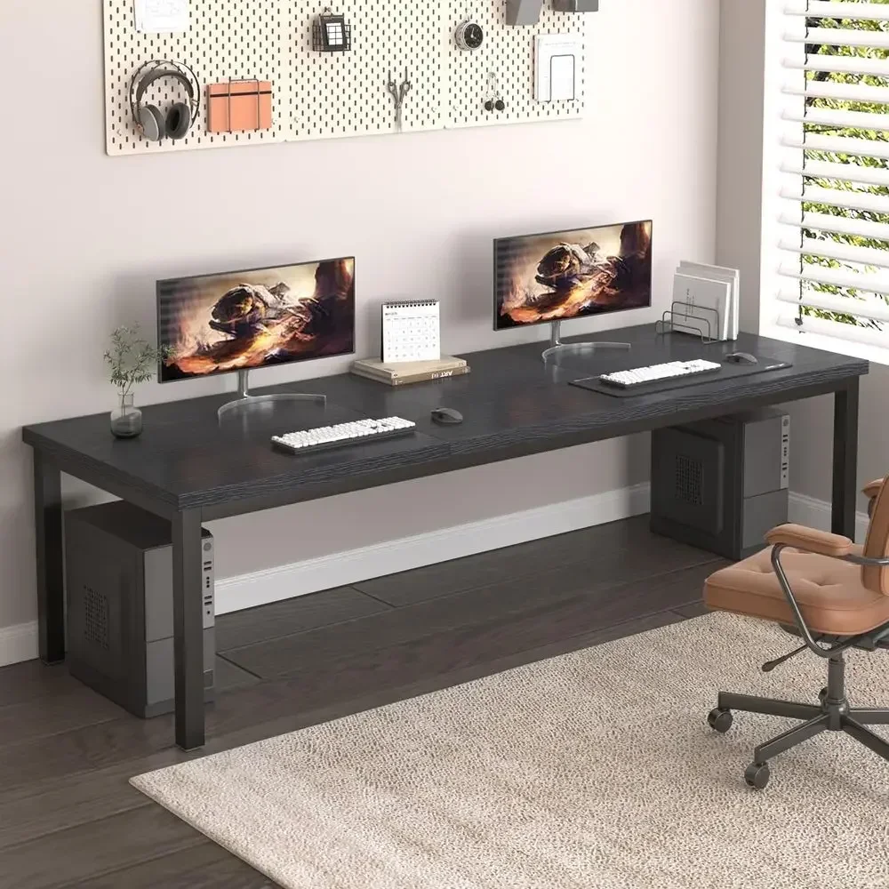 Spacious 78.7 Inch Desk for Dual Use, Ideal for Gaming, Studying, or Home Office, Easy Assembly, Black
