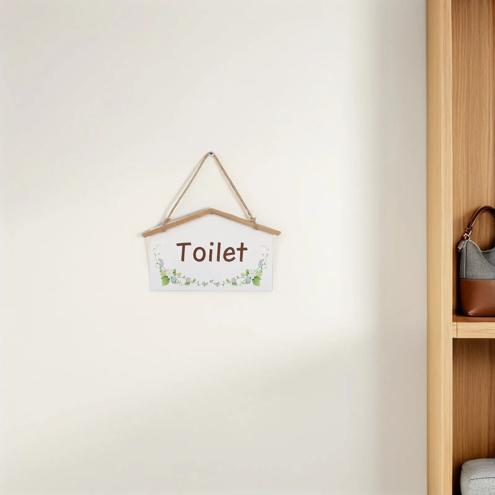 

Rustic Wood Bathroom Door Sign Hanging Plaque Farmhouse Style Toilet Wall Decor for Office Cafe Restaurant Shop