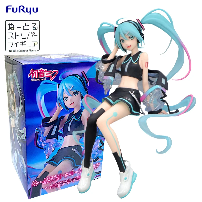 In Stock FuRyu Noodle Stopper Hatsune Miku -Neon Cyber Ver.- PVC 16CM Anime Action Figures Model Collection Toy