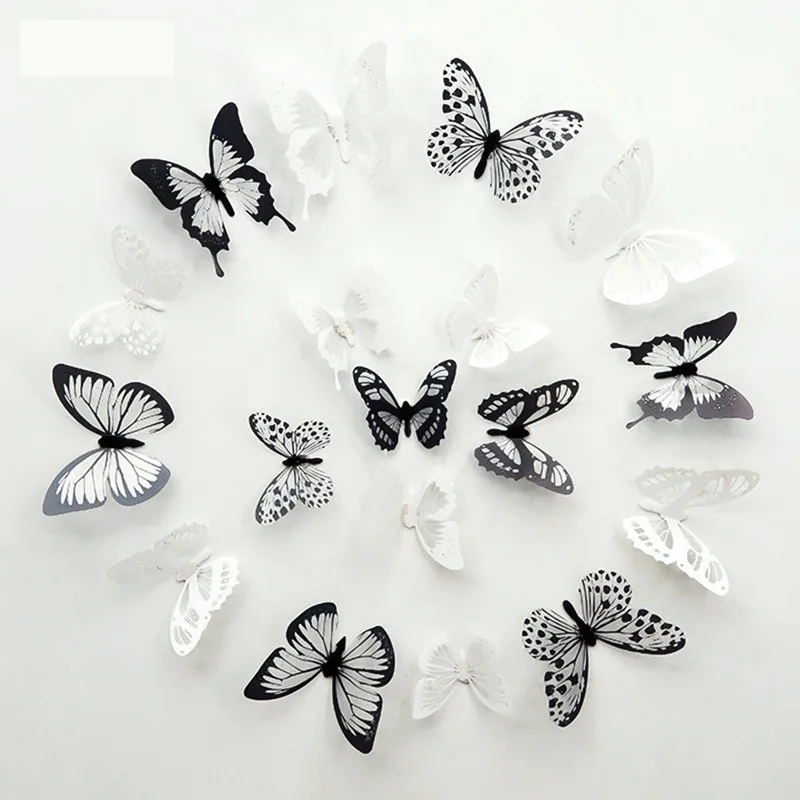 18Pcs/Set Crystal Butterfly Wall Sticker Garden Beautiful 3D Butterflies Room Home Decor Stickers Wedding Decoration Art Decals