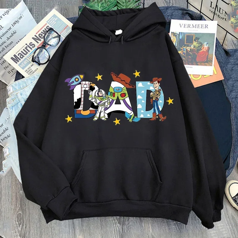 Disney Cartoon  DAD MOM Letters Graphic Hoodies Fashion Women Casual Hoodies Autumn Winter Harajuku Tops Simple Sweatshirts