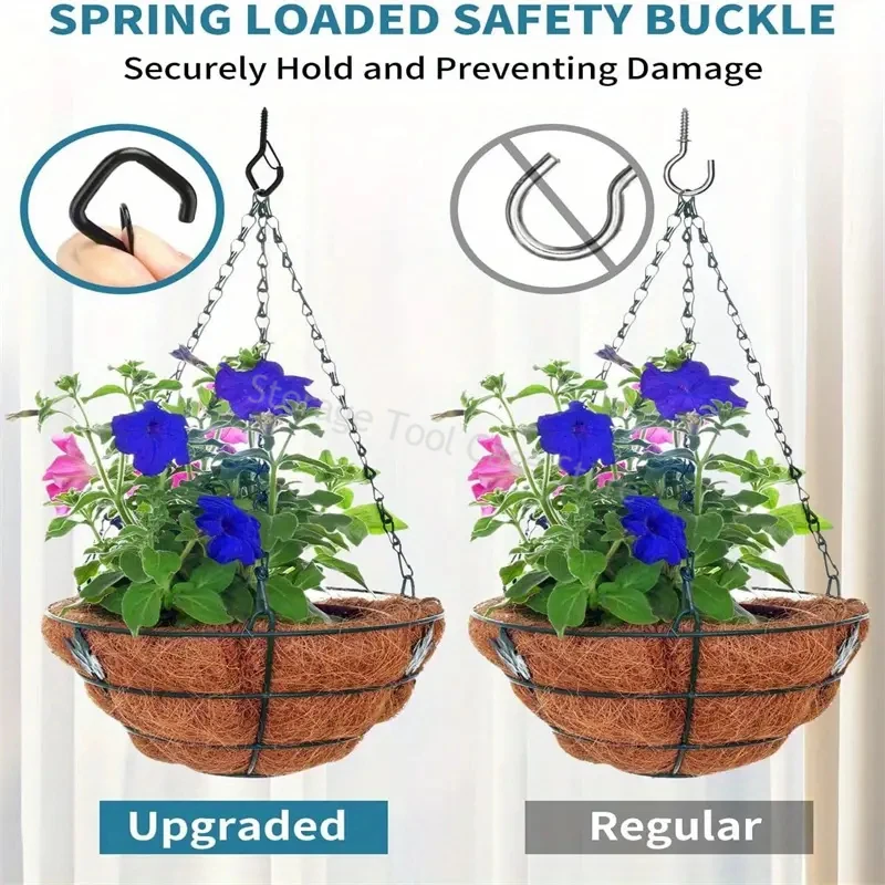 Q Type Hanger Hooks with Safety Buckle Windproof Screw Hooks for Hanging Outdoor String Lights and Ceiling Hooks Plants