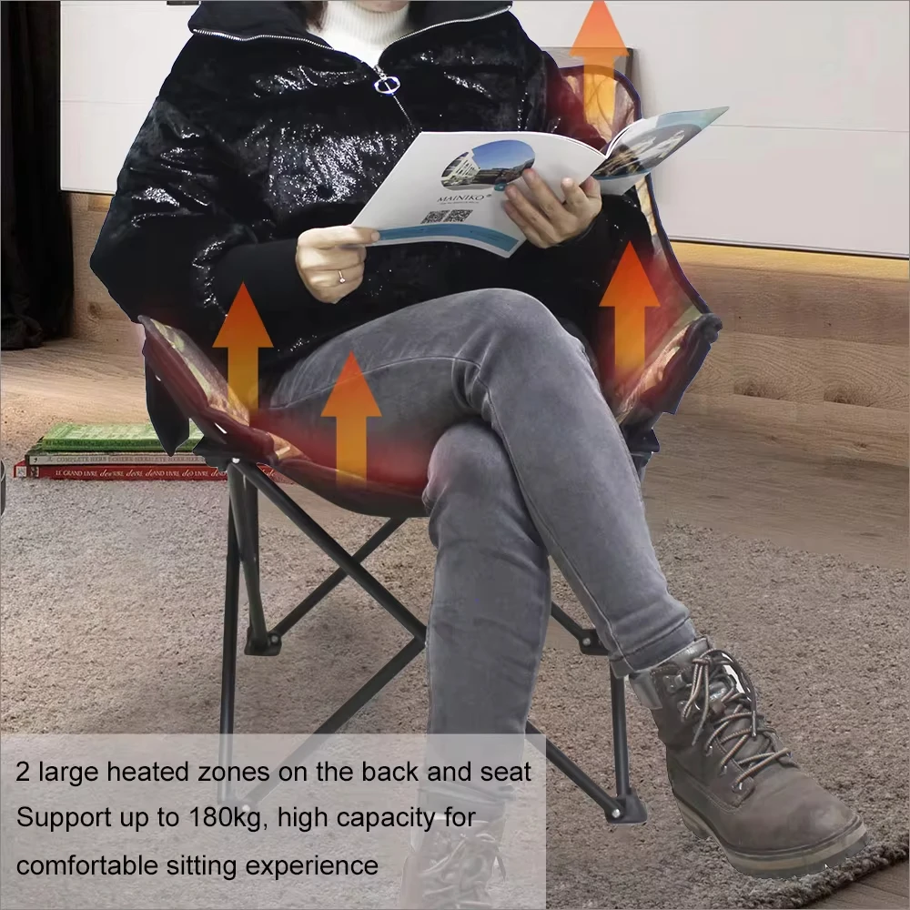 

Portable Foldable Camo Heated Chair Outdoor Activities Hunting Fishing Hiking Travel Home Use Lumbar Pillows Seat Cushions Foam