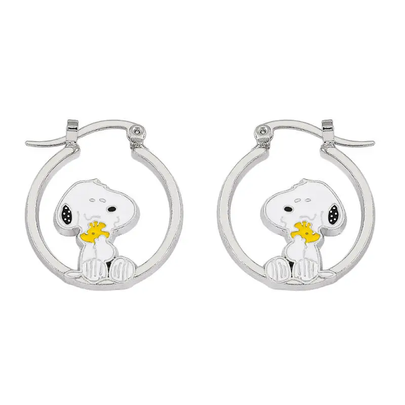 Kawaii Snoopy Cartoon Hollow Hoop Earrings Minimalist Fashion Jewelry Daily Matching Accessory Holiday Collectible Souvenir Gift