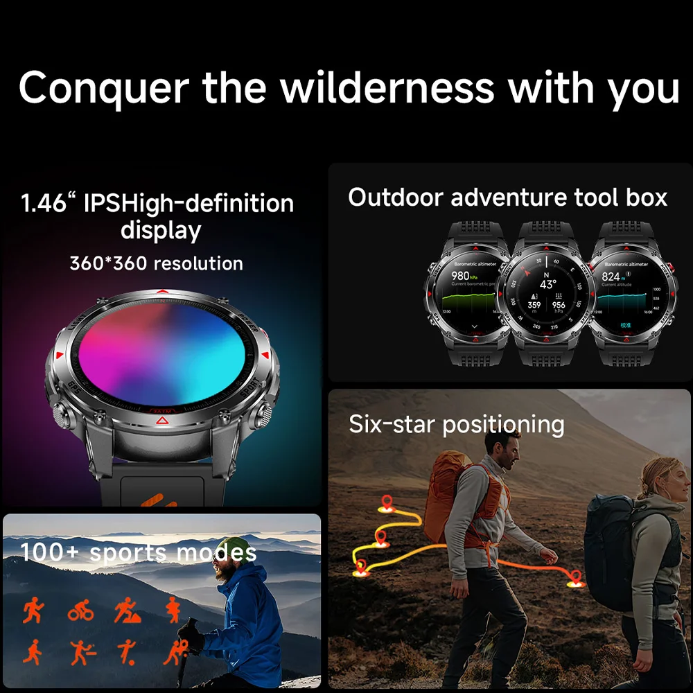 New GPS Sports Smartwatch Men's Compass With A 540mAh Large Battery And 3ATM Professional Water Resistance Is Suitable For Huaw