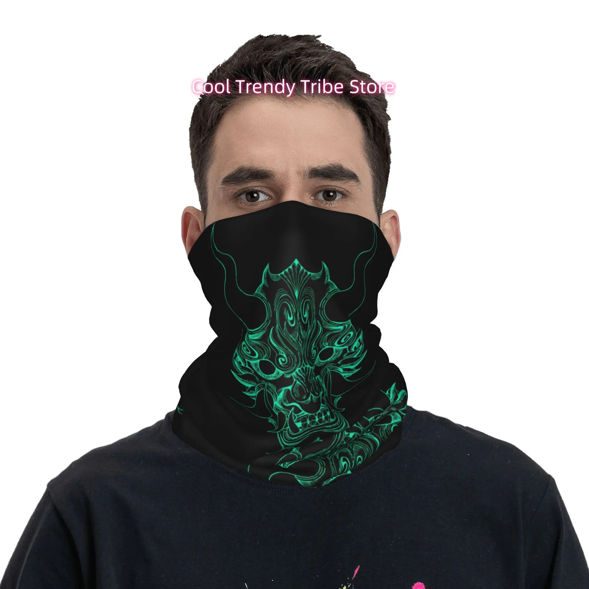Vintage Hannya Mask Japanese Ornate Novelty Print Bandana Men Funny Head Scarf Outdoor Fashion Headwrap Gift