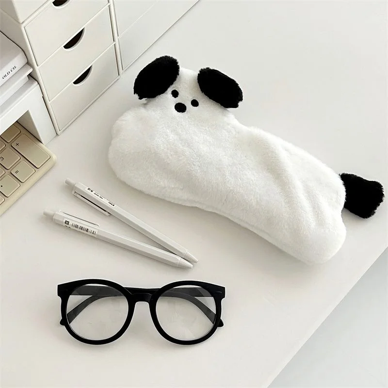 Student Cute Pen Bag Running Dog Plush Animal Pencil Case Large Capacity Stationery Cartoon Storage Bag Versatile Pencil Pouch