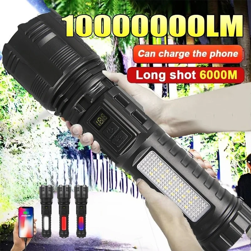 Neue 100000LM High Power Led Taschenlampe Typ C Wiederaufladbare 3000 mAh Ultra Power Zoom Taschenlampen Notfall Taktische Taschenlampe Laterne