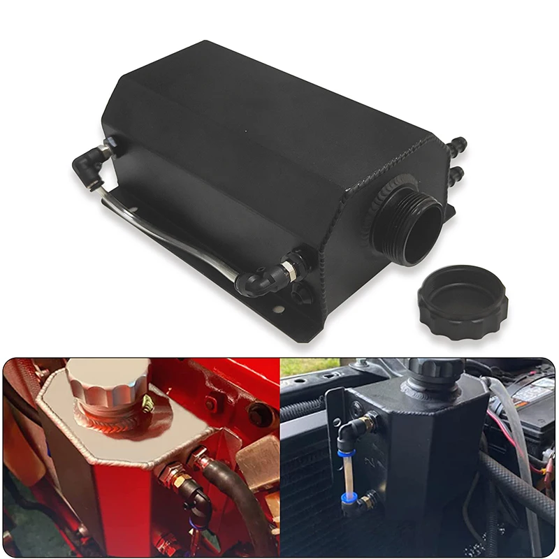 Universal 2L Aluminum Oil Catch Can Tank Reservoir with Drain Plug Racing Oil Catch Tank