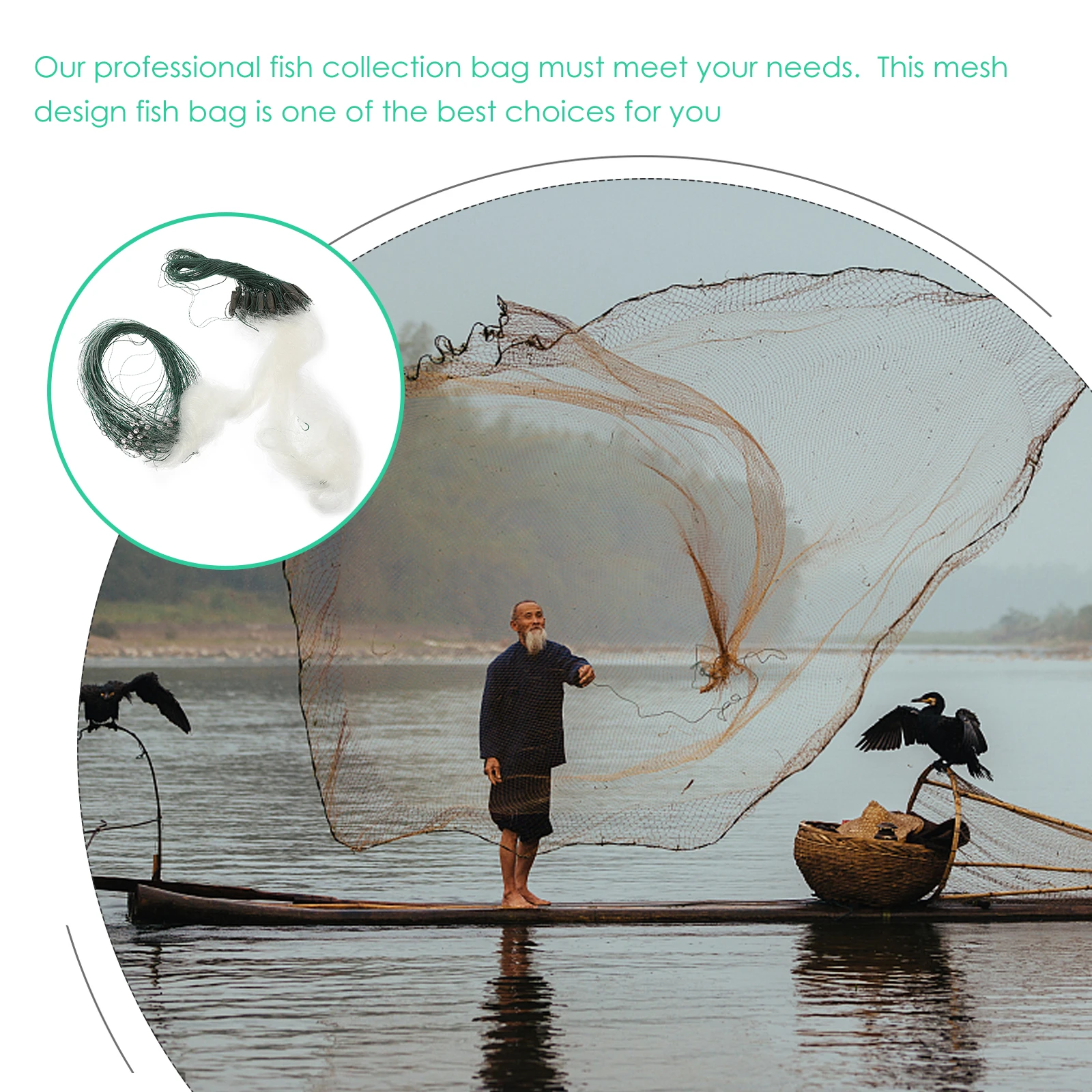 

Three Layer Adhesive Fishing Net 1M X 20M Nylon Monofilament Gill Net for Distance Accuracy Fast Sinking Bottom Seal Trap