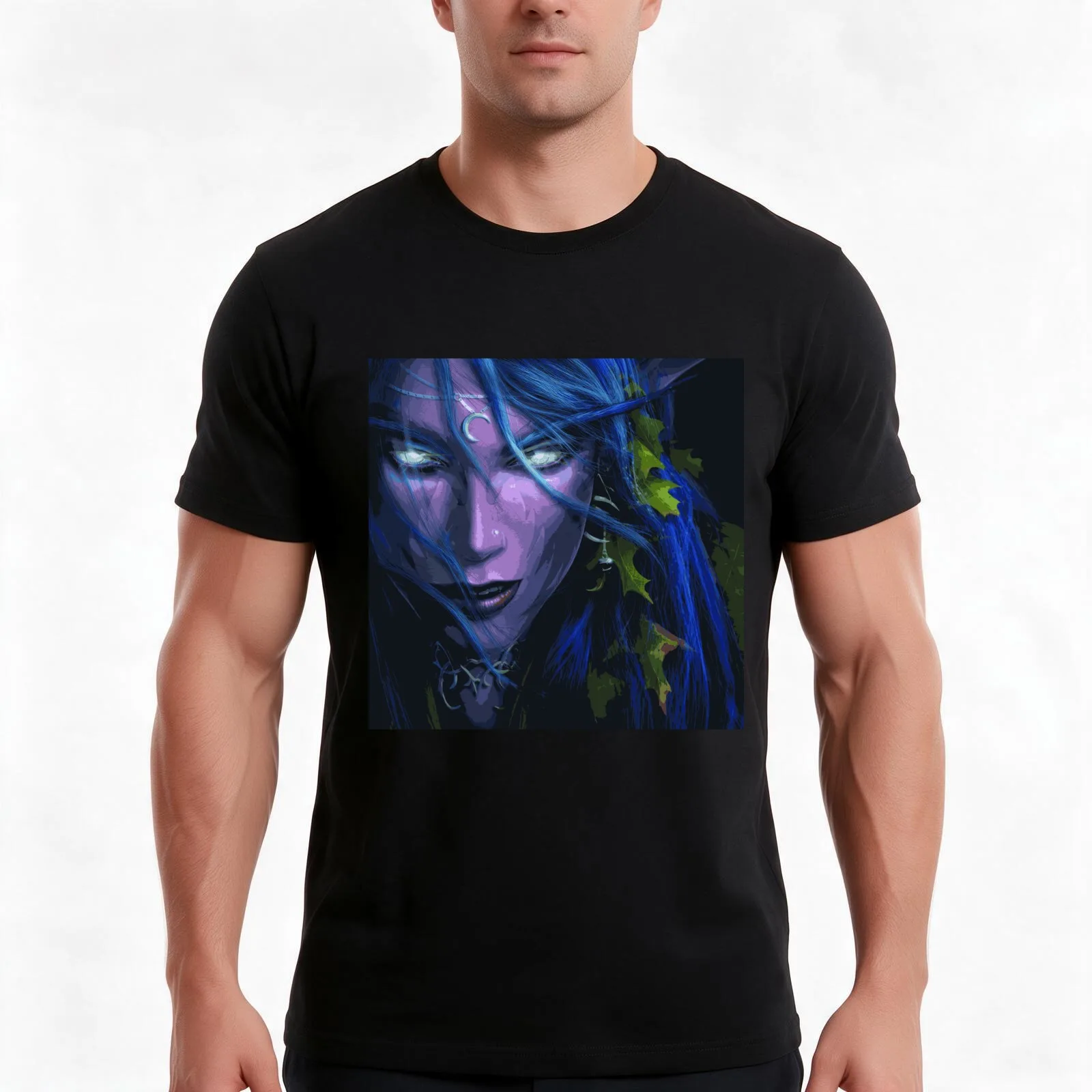 Night Elf Wow T-Shirt Summer Casual Cotton Tee Oversized Streetwear Tops Vintage Graphic Print Loose Fit Short Sleeve
