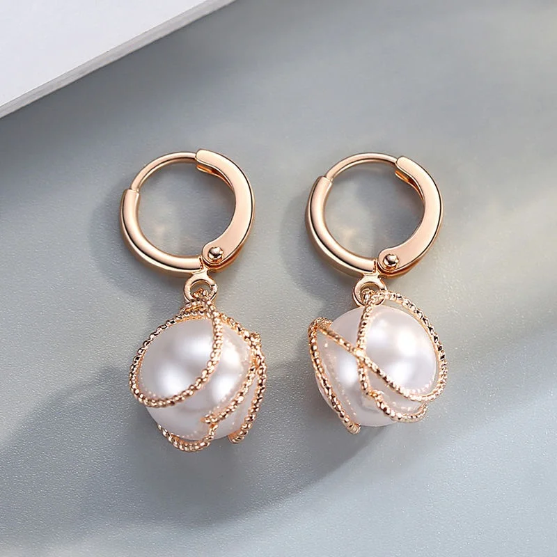 Elegant Fashion Pearl Temperament Long Earrings for Women Jewelry Winding Beads Damgle Earring Wedding Party Gift Jewelry Mujer