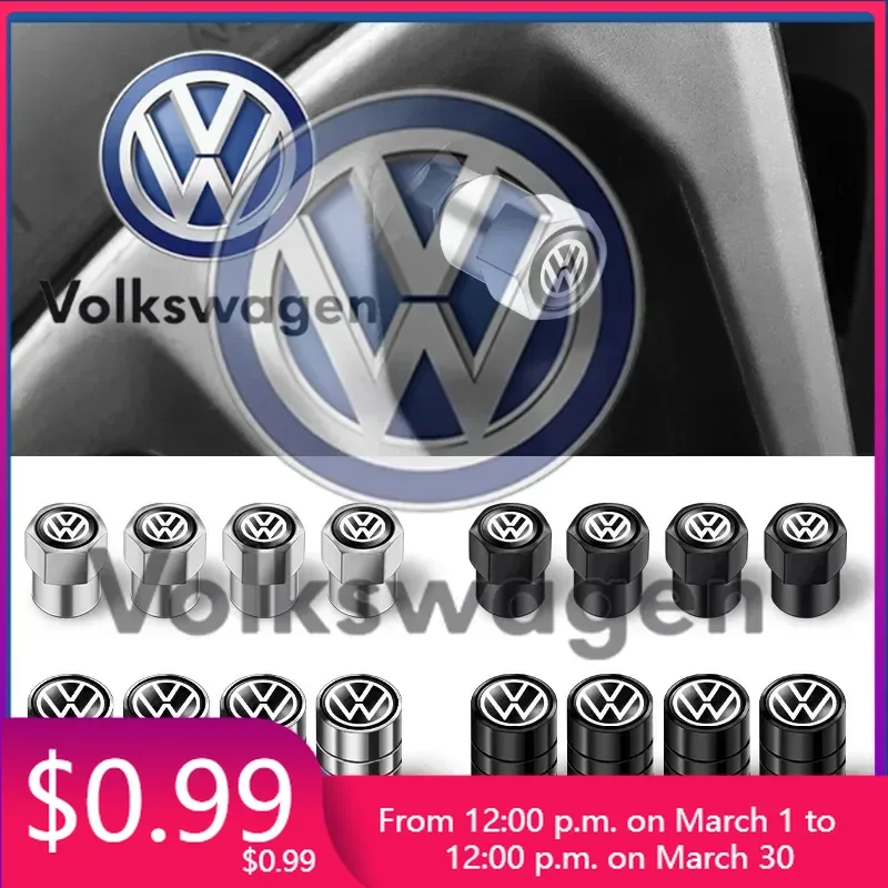 

Emblems 2026 Hot For VOLKSWAGEN VW 4pcs Car Tire Valve Caps Emblem Metal Cap Case For For VW Volkswagen Golf Polo Passat Touran