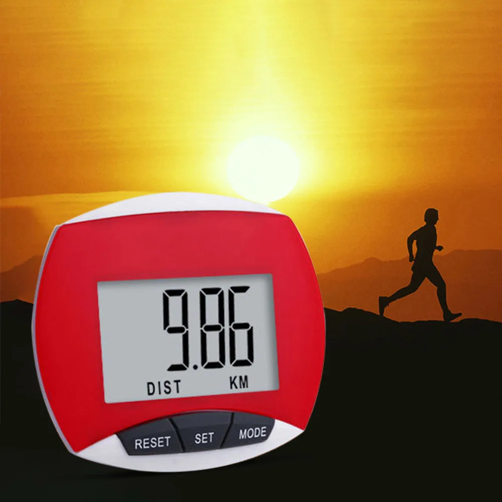 Digital Walking Pedometer Built-in Clip Electronic Running Distance Monitor LCD Display Multi-Function 3D for Men Women