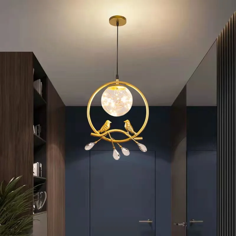 Nordic LED Pendant Light Gold Bird Hanging Lamp For Dining Room Kitchen Resturant Home Decor Pendant Lamp Glass Chandelier Light